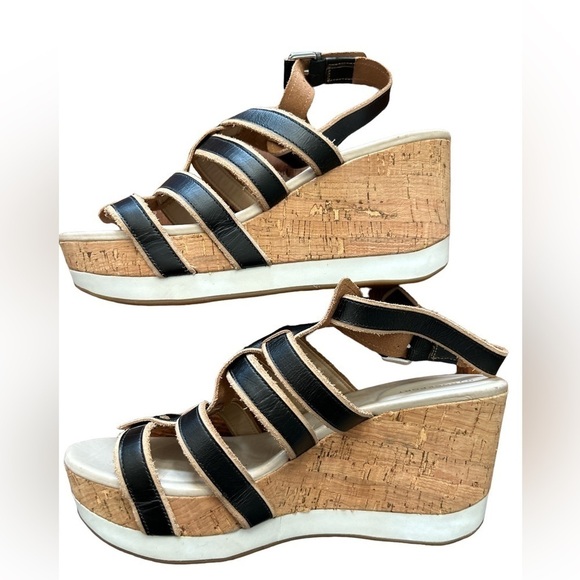 Rockport Gladiator Wedge Sandals Black and White w/ Cork‎ Size 9 Adidas Adiprene - Picture 3 of 8